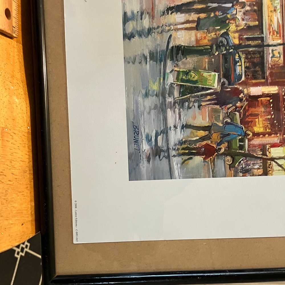 Beautiful , 16”-20”. Glass framed water color , artist signed Brunet Paris , Le - Picture 9 of 13